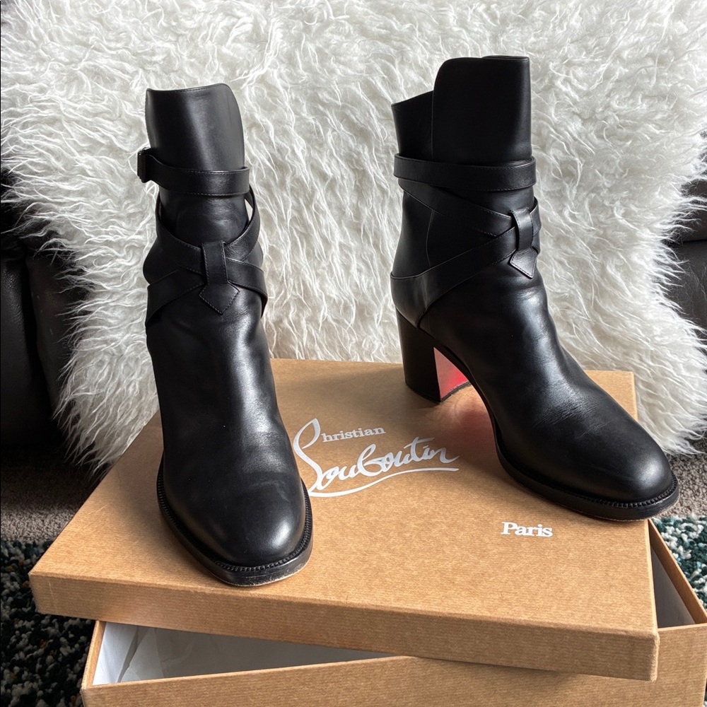 Christian Louboutin Kari Strap Black Calf Boots